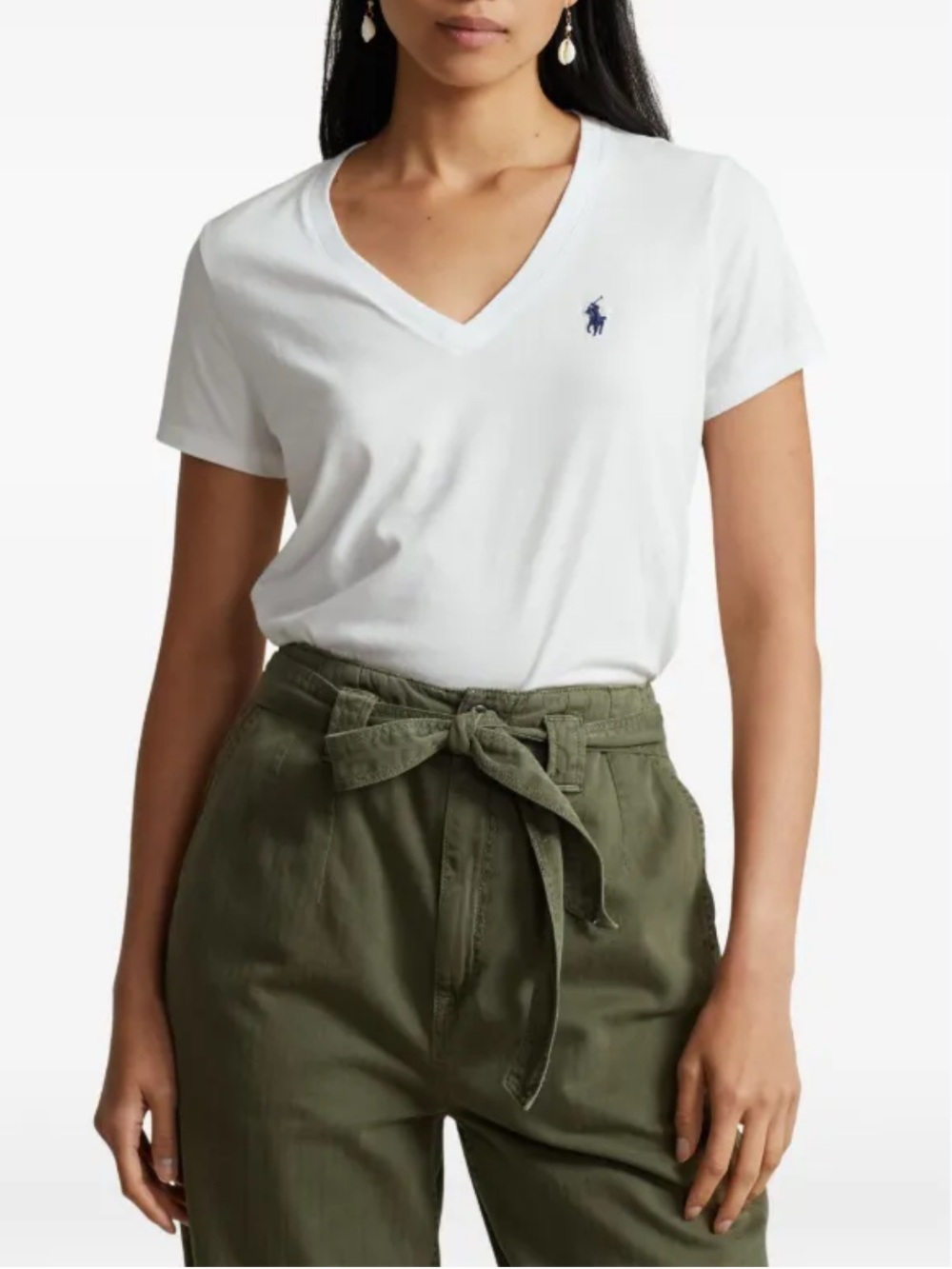 Ralph Lauren White V-Neck Short Sleeve Tee